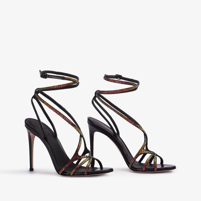 Le Silla Sandalo gioiello cristalli nero iridescente Only for today