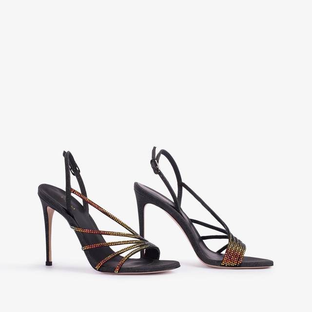 Le Silla Sandalo gioiello glitter nero con Cristalli iridescenti Offerta speciale della fabbrica