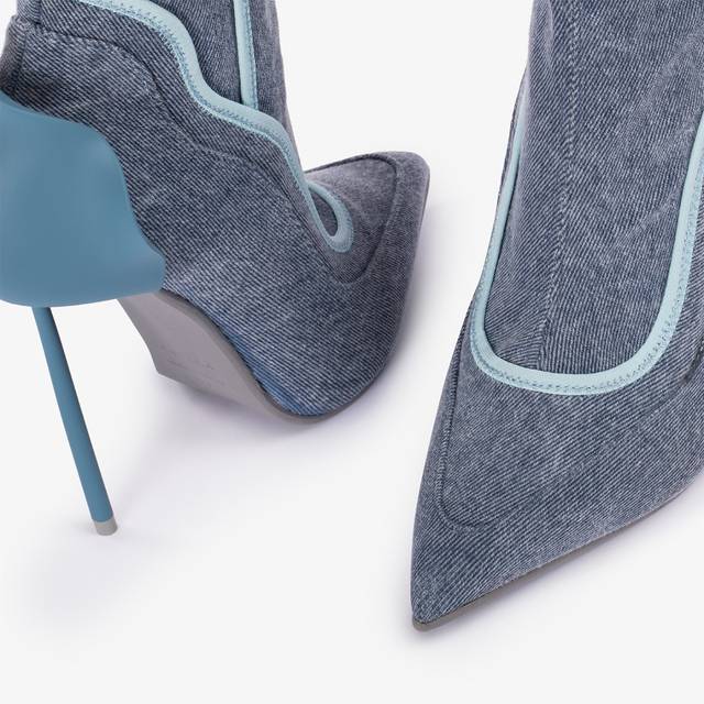 Le Silla Stivaletto denim stretch blu con Cristalli argento 50% di sconto con spedizione gratuita