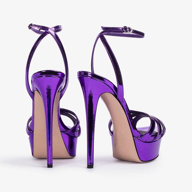 Le Silla Sandalo con plateau metallizzato viola kamala Promozione Limitata