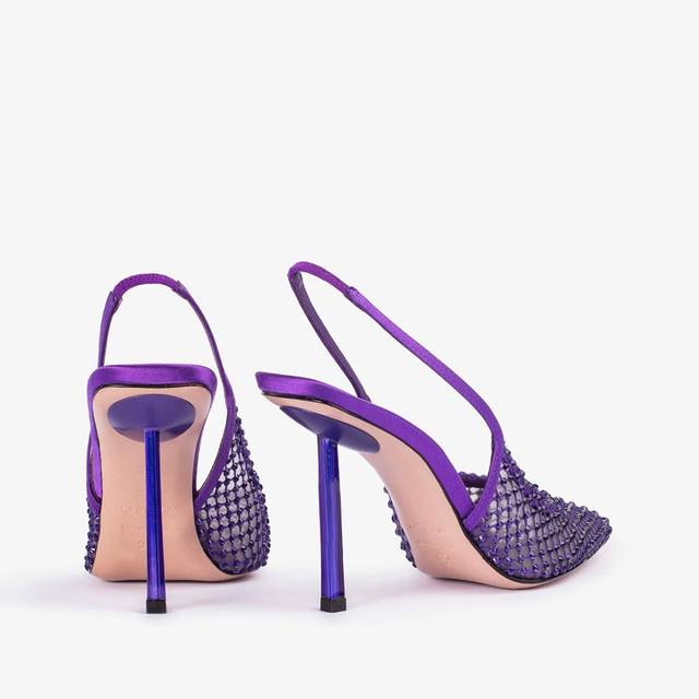 Le Silla Slingback gioiello rete viola Kamala e Cristalli Affare Del Giorno