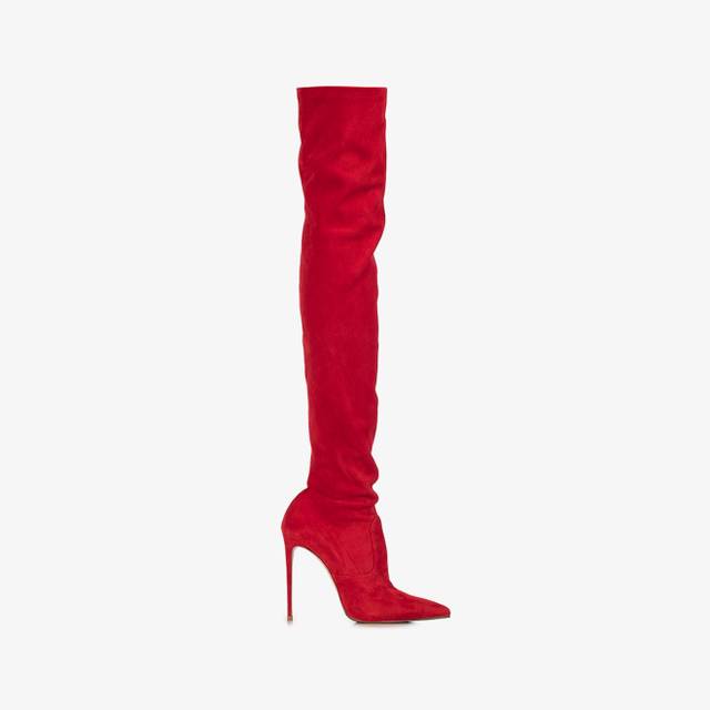 Le Silla Stivale sopra il ginocchio camoscio stretch rosso Sconto
