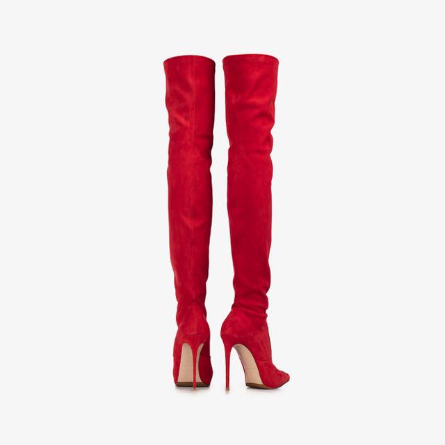 Le Silla Stivale sopra il ginocchio camoscio stretch rosso Sconto