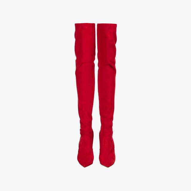 Le Silla Stivale sopra il ginocchio camoscio stretch rosso Sconto