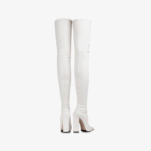 Le Silla Stivale sopra il ginocchio pelle vegan stretch bianco Offerta