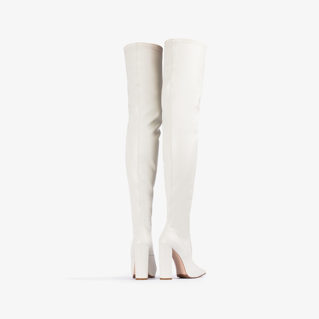 Le Silla Stivale sopra al ginocchio pelle vegan stretch bianco milk Economico