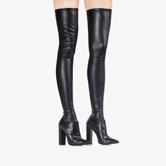 Le Silla Stivale sopra il ginocchio pelle vegan stretch nero Online
