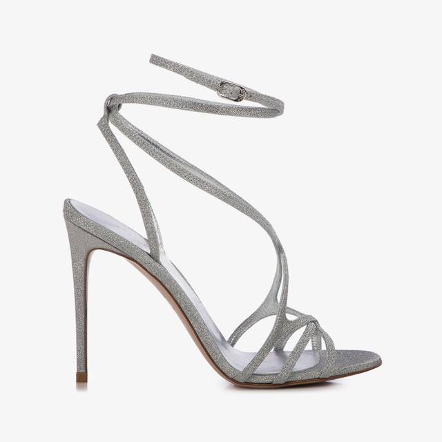 Le Silla Sandalo tessuto glitter argento Saldi Di Fabbrica