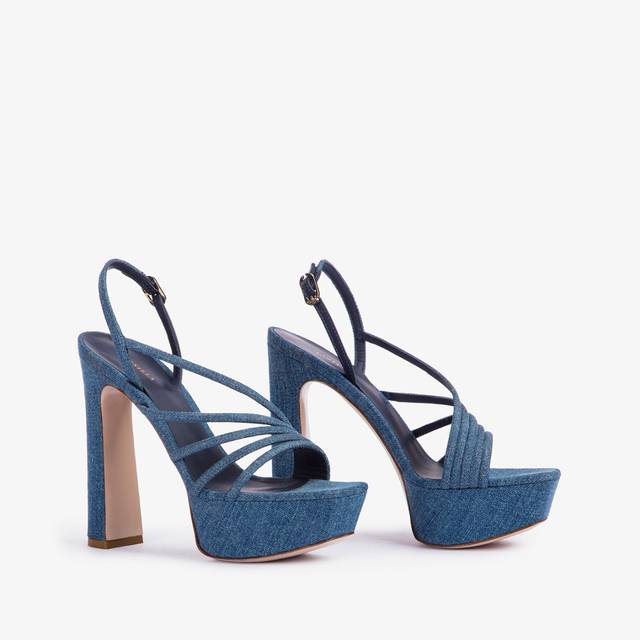 Le Silla Sandalo con plateau denim blu Nuova
