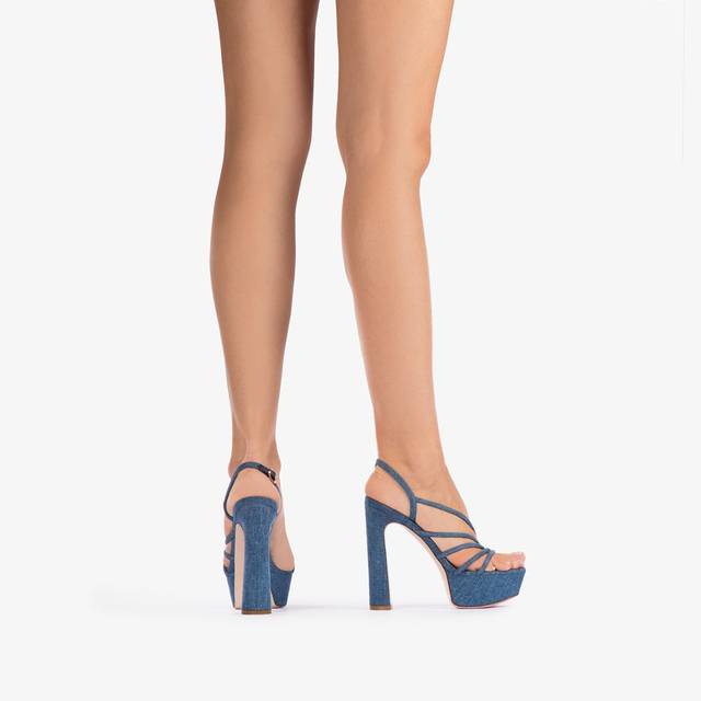 Le Silla Sandalo con plateau denim blu Nuova