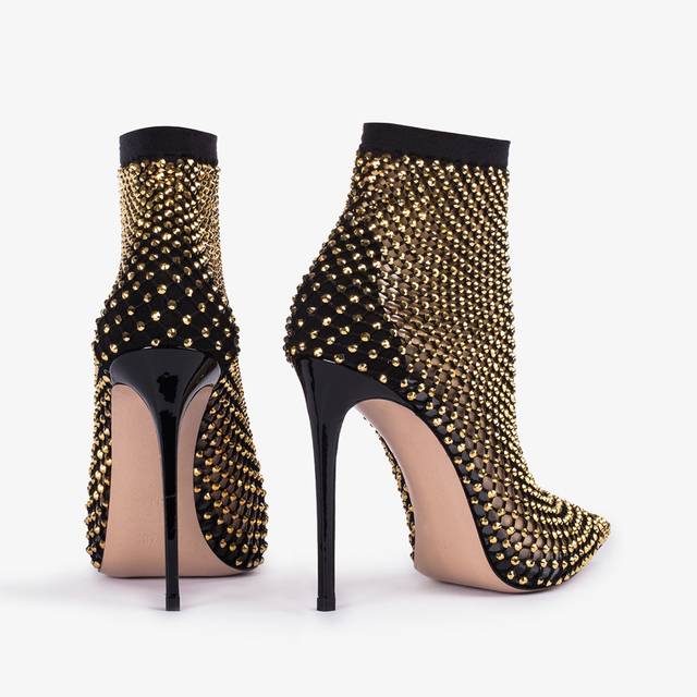 Le Silla Stivaletto calza nera e Cristalli oro Cyber Monday