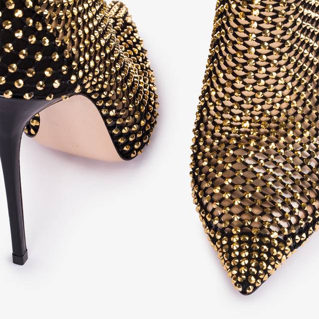Le Silla Stivaletto calza nera e Cristalli oro Cyber Monday