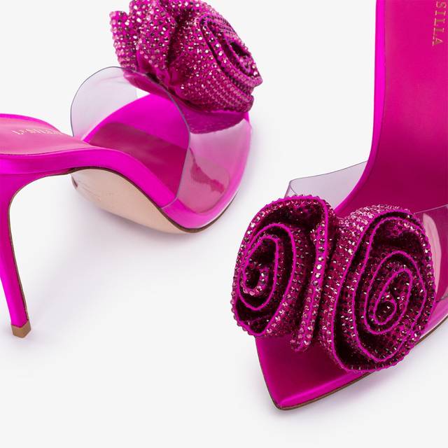 Le Silla Sandalo raso e plexy fucsia bouganville e Cristalli Comprane uno, ottenene uno gratis