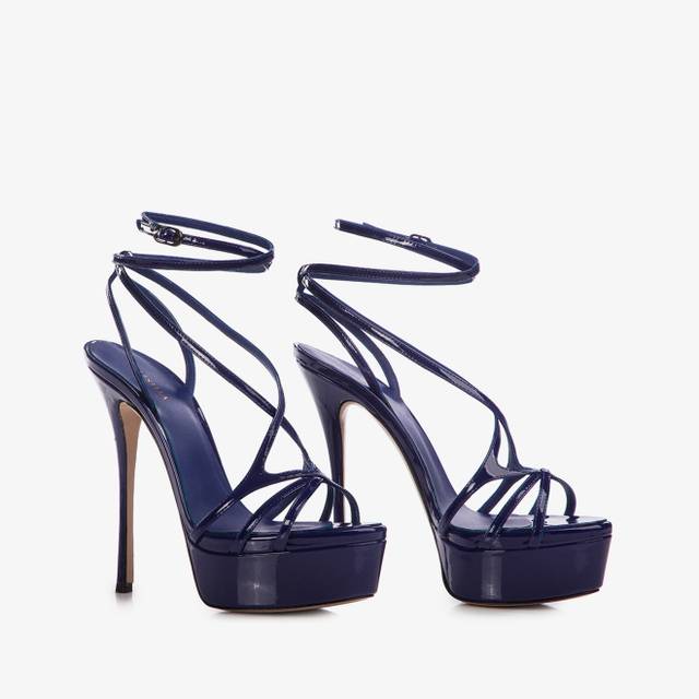 Le Silla Sandalo con plateau vernice blu lazuli Prezzo basso
