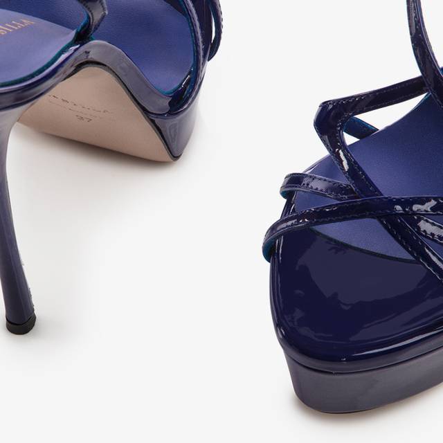 Le Silla Sandalo con plateau vernice blu lazuli Prezzo basso