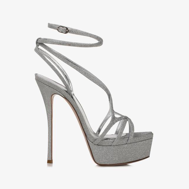 Le Silla Sandalo tessuto glitterato argento Offerta settimanale