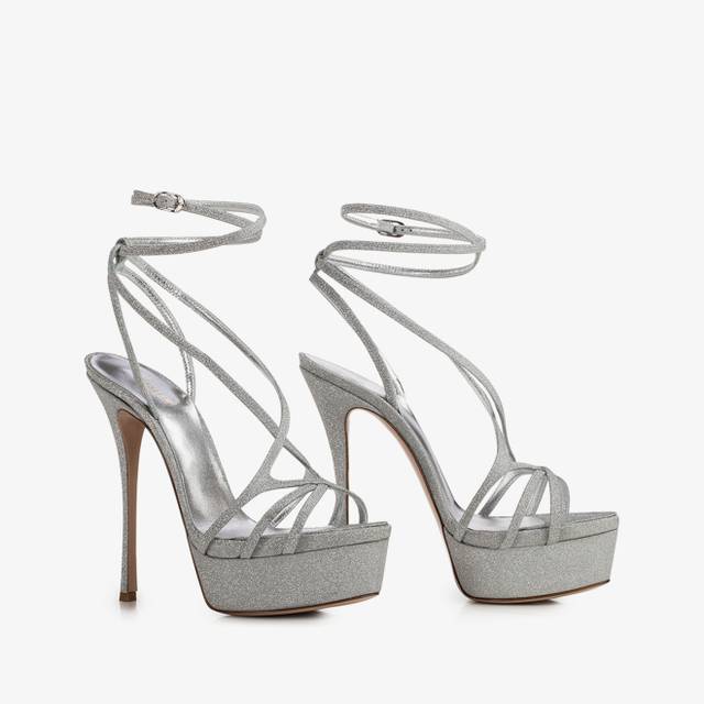 Le Silla Sandalo tessuto glitterato argento Offerta settimanale