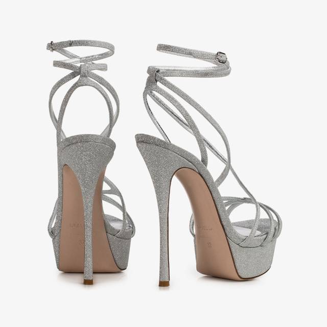 Le Silla Sandalo tessuto glitterato argento Offerta settimanale