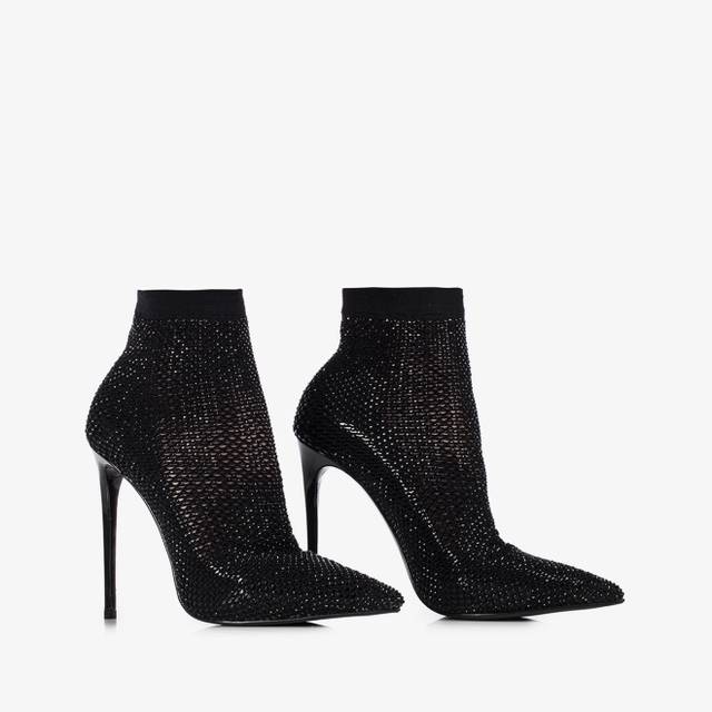 Le Silla Stivaletto calza nera con Cristalli Promozione temporanea
