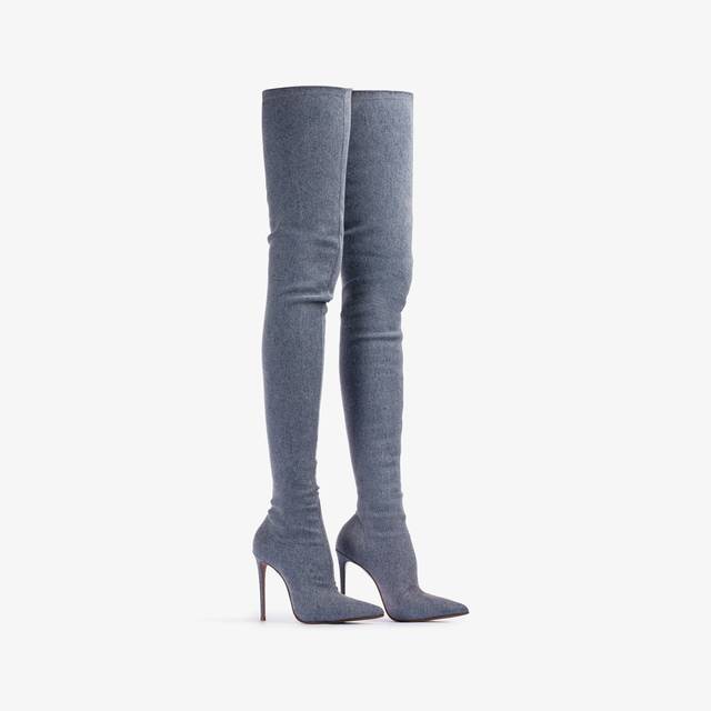 Le Silla Stivale sopra al ginocchio denim stretch blu Solo un giorno rimasto