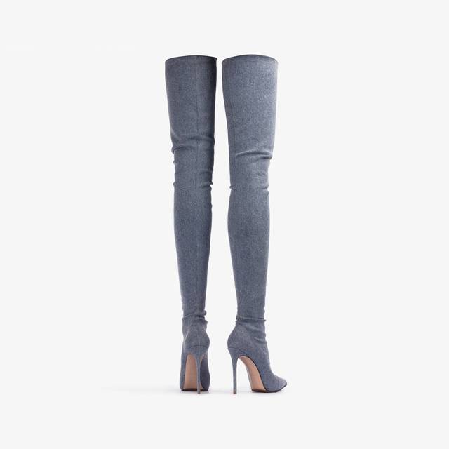 Le Silla Stivale sopra al ginocchio denim stretch blu Solo un giorno rimasto