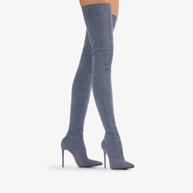 Le Silla Stivale sopra al ginocchio denim stretch blu Solo un giorno rimasto