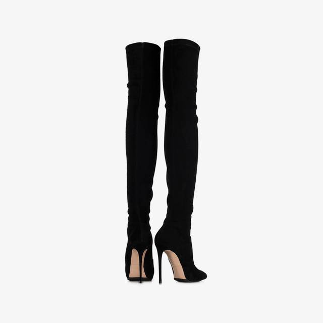 Le Silla Stivale sopra il ginocchio camoscio stretch nero Super sconto