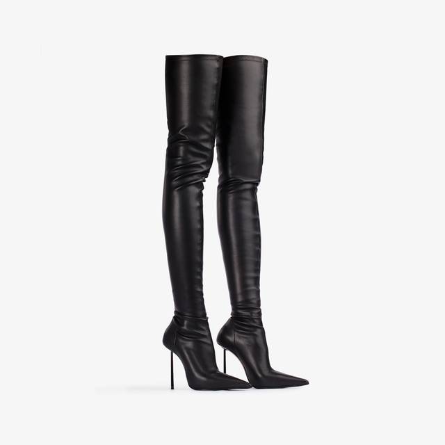 Le Silla Stivale sopra al ginocchio pelle vegan stretch nero Enormi sconti