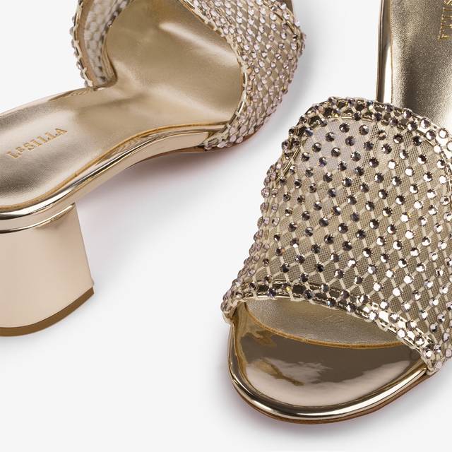 Le Silla Sandalo mule gioiello rete platino con Cristalli Economico