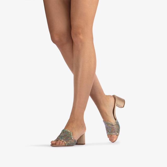 Le Silla Sandalo mule gioiello rete oro con Cristalli iridescenti Online