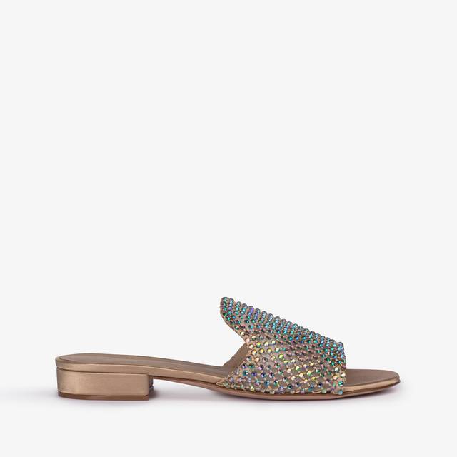 Le Silla Sandalo mule gioiello rete oro con Cristalli iridescenti Outlet