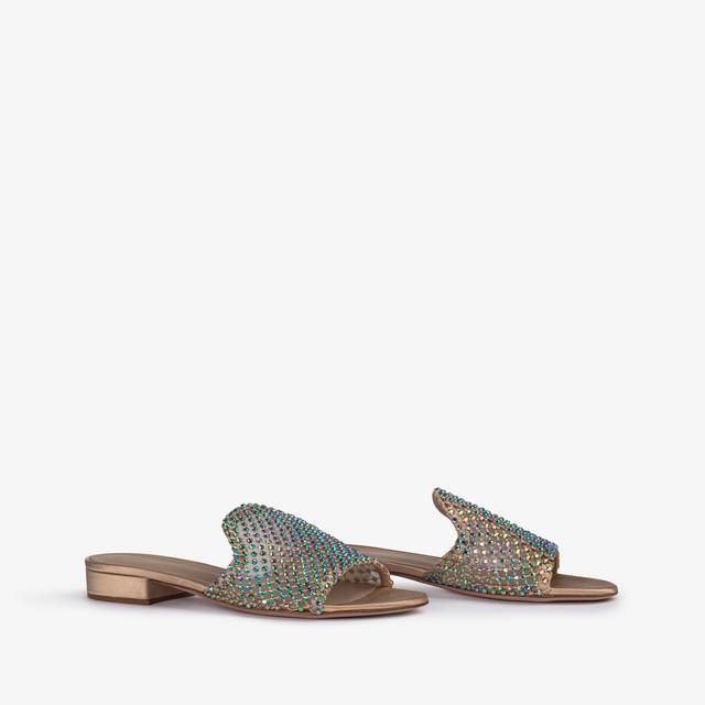 Le Silla Sandalo mule gioiello rete oro con Cristalli iridescenti Outlet