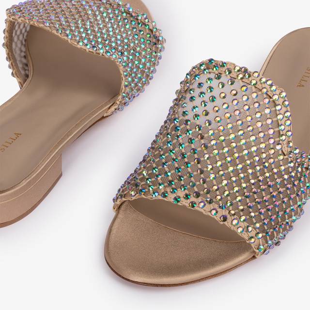 Le Silla Sandalo mule gioiello rete oro con Cristalli iridescenti Outlet
