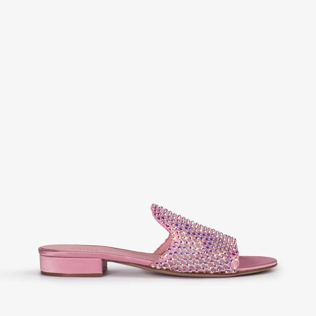 Le Silla Sandalo mule gioiello rete rosa dea con Cristalli In Vendita