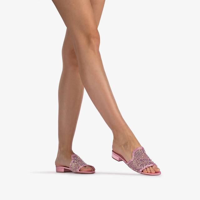 Le Silla Sandalo mule gioiello rete rosa dea con Cristalli In Vendita