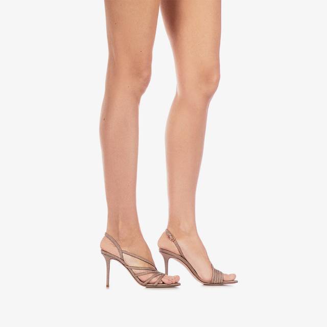 Le Silla Sandalo tessuto glitterato nude skin Saldi