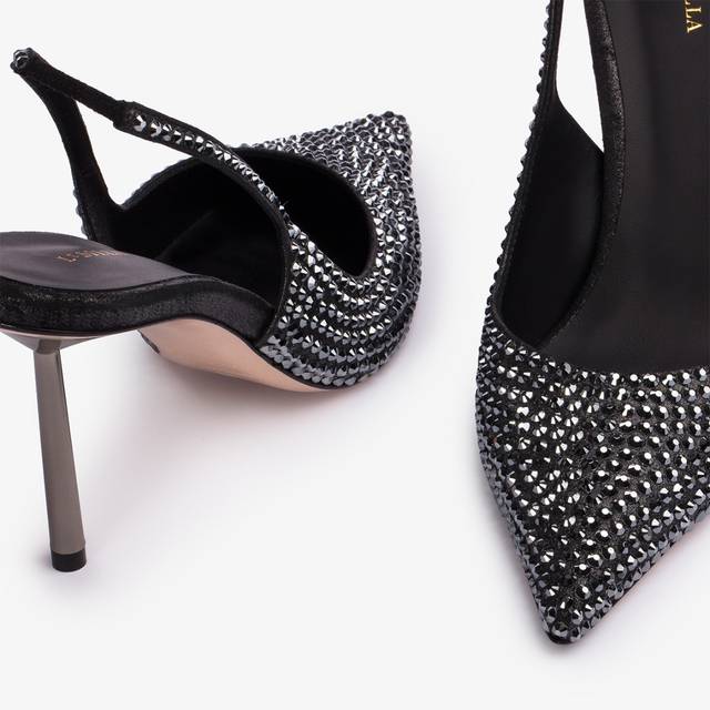 Le Silla Slingback cristalli nero jet Vendita Economica