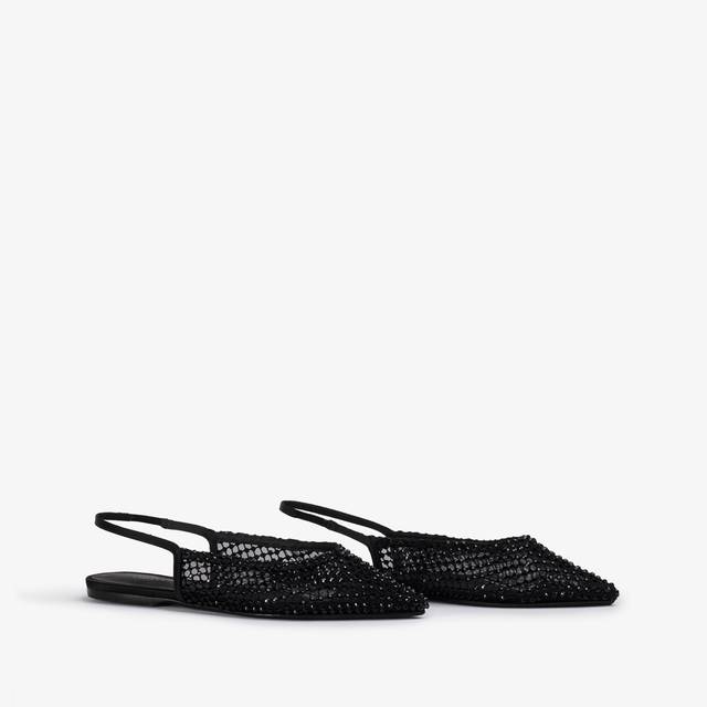 Le Silla Slingback gioiello rete nera jet e Cristalli Vendite Flash