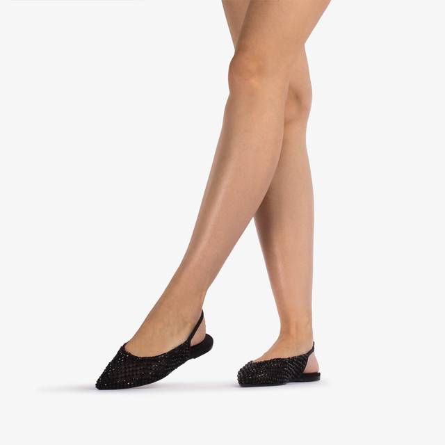 Le Silla Slingback gioiello rete nera jet e Cristalli Vendite Flash