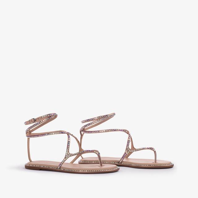 Le Silla Sandalo raso nude phard con Cristalli Spedizione gratuita