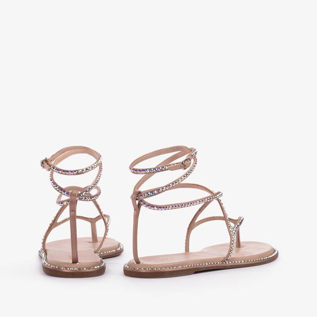 Le Silla Sandalo raso nude phard con Cristalli Spedizione gratuita