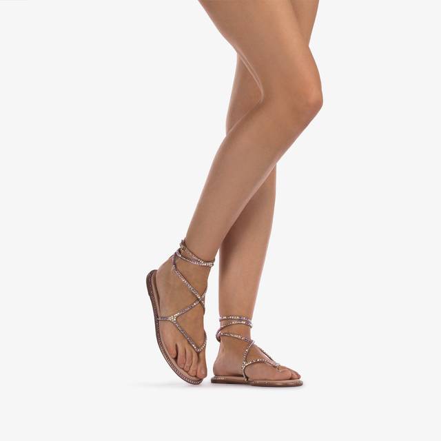 Le Silla Sandalo raso nude phard con Cristalli Spedizione gratuita