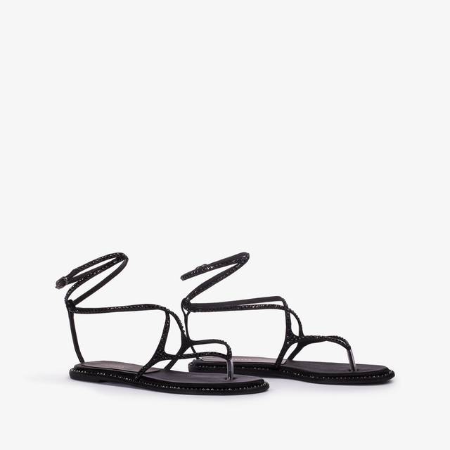 Le Silla Sandalo raso nero jet con Cristalli Negozio online di fabbrica