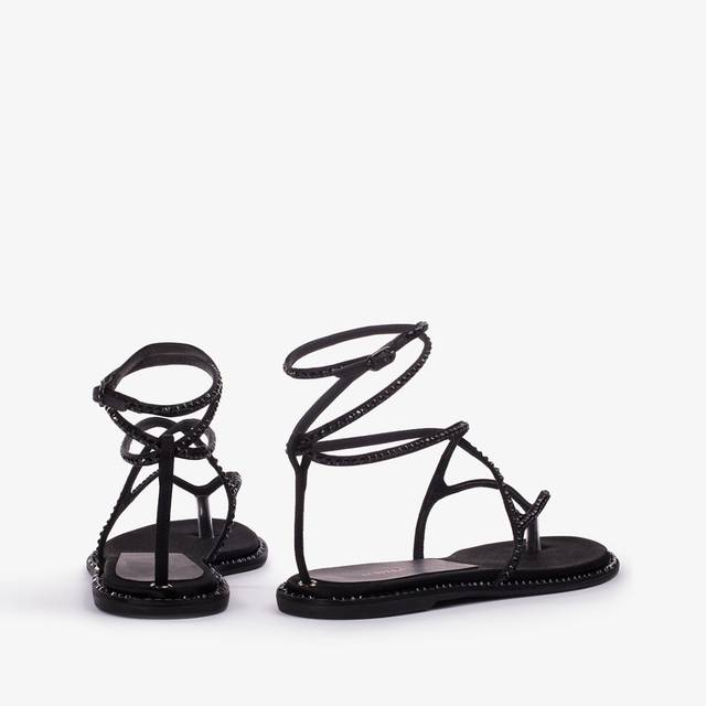 Le Silla Sandalo raso nero jet con Cristalli Negozio online di fabbrica