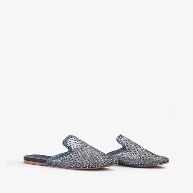 Le Silla Sabot gioiello rete denim blu con Cristalli Prezzo di fabbrica