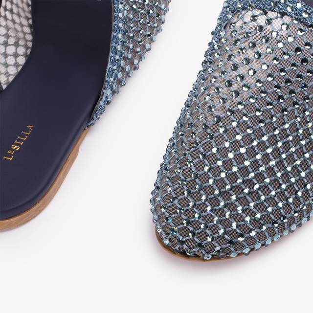 Le Silla Sabot gioiello rete denim blu con Cristalli Prezzo di fabbrica