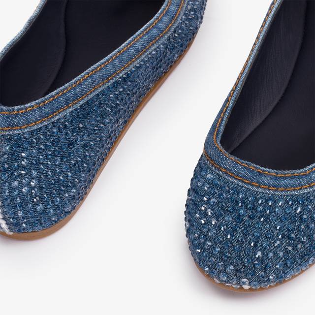 Le Silla Ballerina gioiello denim blu con Cristalli Offerta speciale