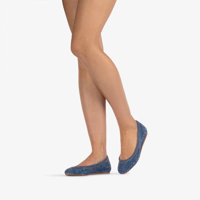 Le Silla Ballerina gioiello denim blu con Cristalli Offerta speciale