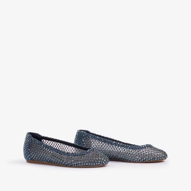 Le Silla Ballerina gioiello rete denim blu con Cristalli Flash Sale