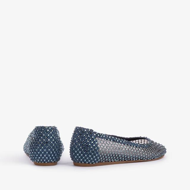Le Silla Ballerina gioiello rete denim blu con Cristalli Flash Sale